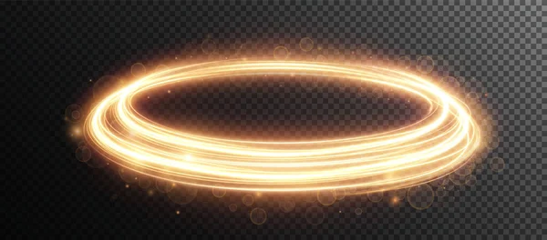 Luz dourada Twirl. Curva efeito de luz de ouro — Vetor de Stock