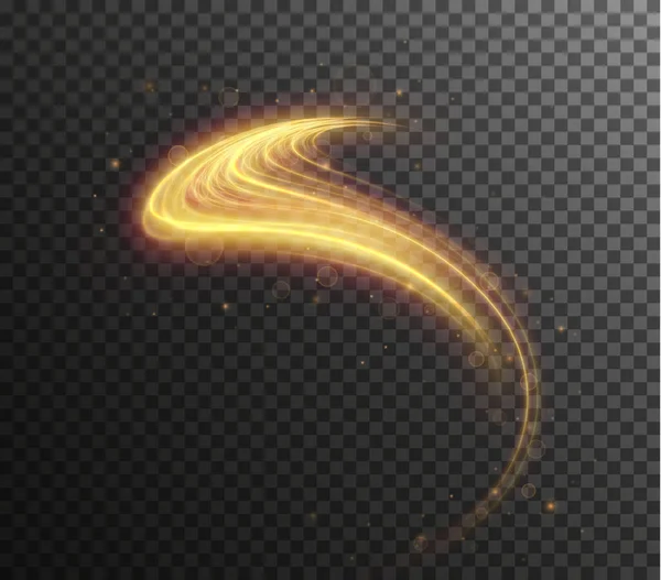 Açık altın kıvrım. Altının kıvrımlı ışık efekti — Stok Vektör