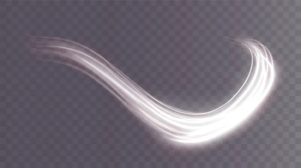 Leicht Weißer Twirl Kurve Lichteffekt Der Weißen Linie Leuchtender Goldener — Stockvektor