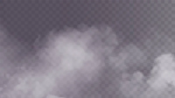 Vector Isolated Smoke Png White Smoke Texture Transparent Black Background — Vetor de Stock
