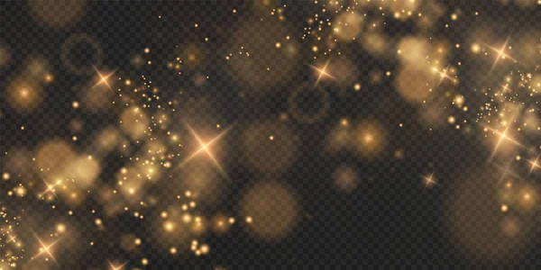 クリスマスの背景 粉Png 魔法の輝く金の塵 微かな光沢のある塵のボケ粒子がわずかに落ちます 幻想的なシマー効果 — ストックベクタ