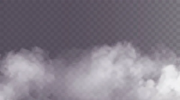 ベクトル隔離煙Png 透明な黒の背景に白い煙の質感 雲の特殊効果 — ストックベクタ