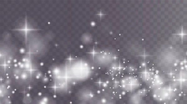 Рождественский Фон Пудер Волшебный Боке Сияет Белой Пылью Небольшой Реалистичный — стоковый вектор