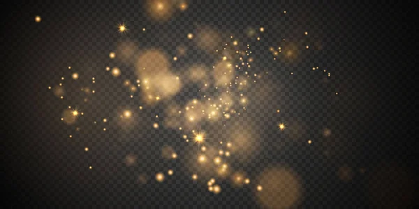 Weihnachtlicher Hintergrund Pulverfass Magisch Glänzender Goldstaub Feine Glänzende Staubpartikel Fallen — Stockvektor