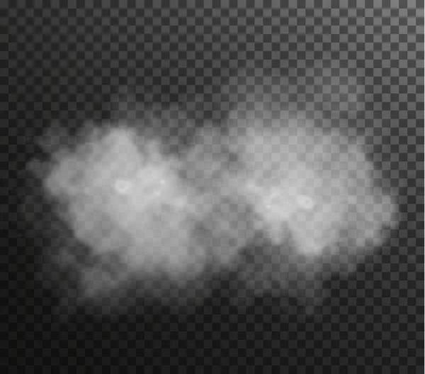 透明な黒の背景に隔離された白い煙のパフ Png 蒸気爆発特殊効果 煙のPngの効果的なテクスチャ ベクターイラスト — ストックベクタ