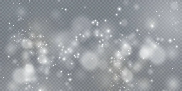 Рождественский Фон Пудер Волшебный Боке Сияет Белой Пылью Небольшой Реалистичный — стоковый вектор