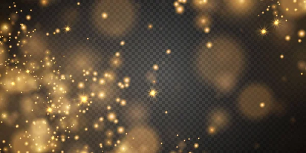 Julbakgrund Pulver Png Magiskt Guldstoft Fina Blanka Damm Bokeh Partiklar — Stock vektor