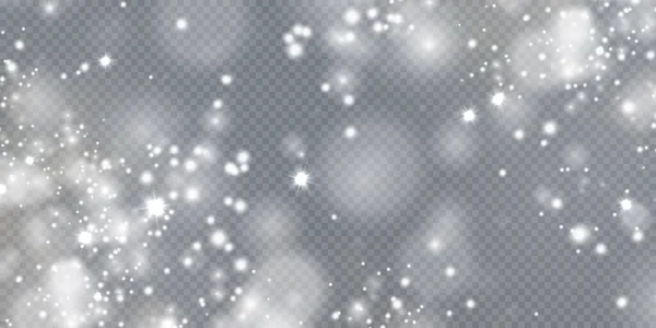 クリスマスの背景 粉Png 魔法のボケが白いチリで輝きます 透明な鵬の背景に小さな現実的なグレア カード 招待状 スクリーンセーバーのデザイン要素 — ストックベクタ