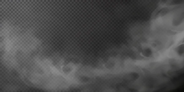 Hinchazón Humo Blanco Aislado Sobre Fondo Negro Transparente Png Explosión — Vector de stock