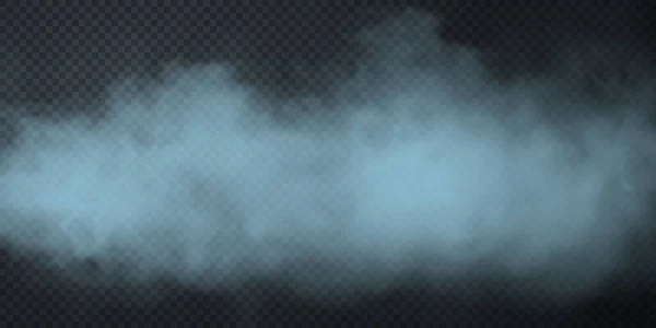Vektor Izoloval Kouř Png Modrá Textura Kouře Průhledném Černém Pozadí — Stockový vektor