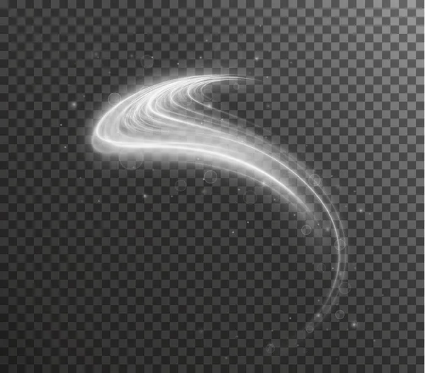 Light White Twirl Curve Light Effect White Line Luminous Golden — Stock Vector