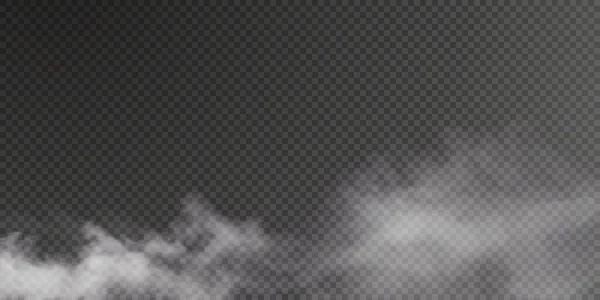 Vector Aislado Humo Png Textura Humo Blanco Sobre Fondo Negro — Vector de stock