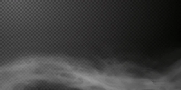 Векторный Изолированный Дым Белая Текстура Дыма Прозрачном Черном Фоне Специальное — стоковый вектор