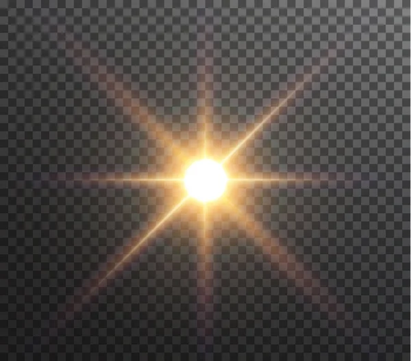 Estrella ligera de oro png. Luz sol oro png. Luz — Vector de stock
