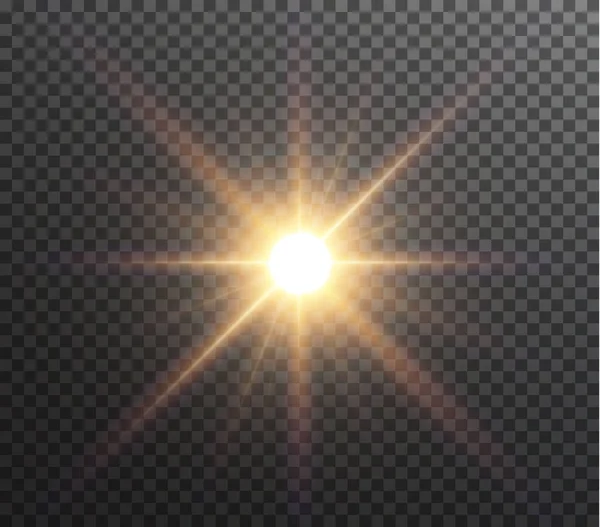 Estrella ligera de oro png. Luz sol oro png. Luz — Vector de stock