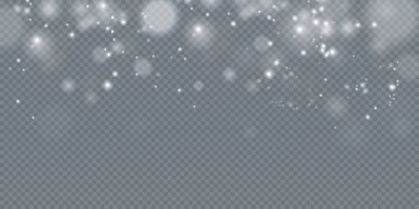 Bokeh ışıkları arka planı etkiler. Noel arkaplanı. Toz tozu ışığı. Sihirli altın tozu. Güzel, parlak toz parçacıkları hafifçe düşer..