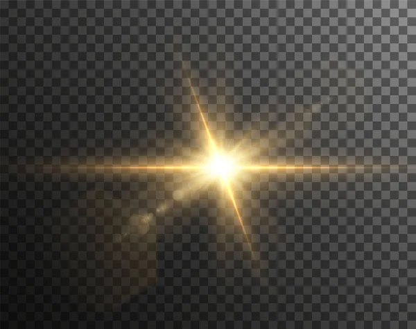 Açık yıldız altın png. Açık güneş altın png. Işık — Stok Vektör
