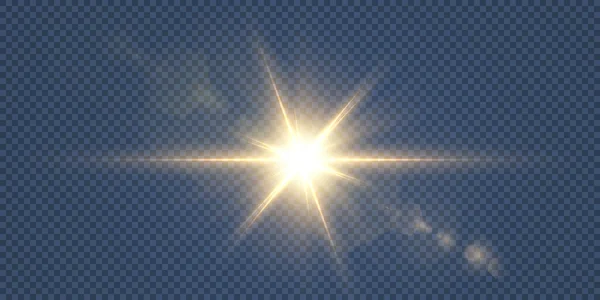 Fényes csillag arany PNG. Világos napfény arany PNG. Fény — Stock Vector