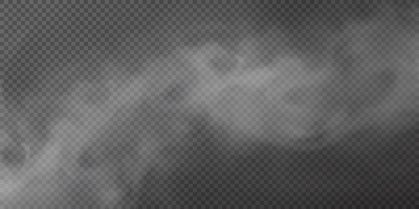 Bianco soffio di fumo isolato su nero trasparente — Vettoriale Stock