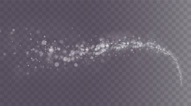 Arka planda ışıl ışıl sihirli toz. Küçük, ışıldayan toz parçacıklarının soyut arkaplanlarını kutluyoruz. Sihirli efekt Festive vektör illüstrasyonu.