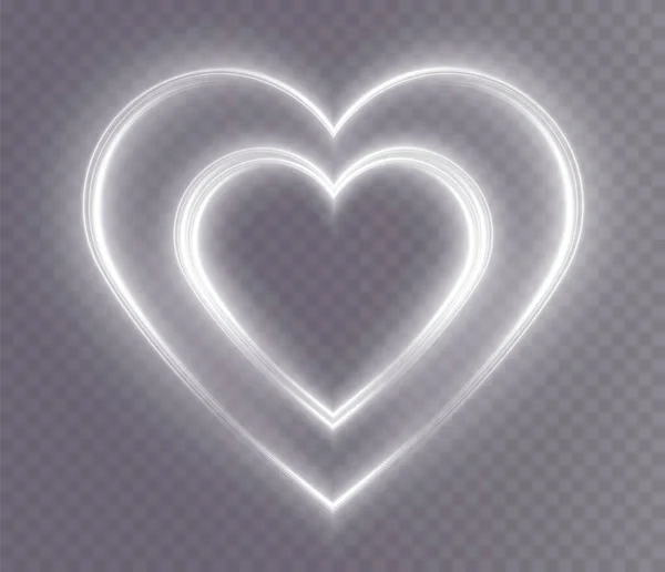 Καρδιά Λευκή Λάμψεις Που Απομονώνονται Διαφανές Φόντο Ελαφριά Καρδιά Για — Διανυσματικό Αρχείο