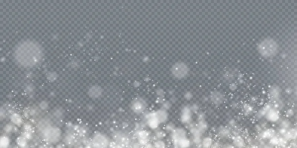 クリスマスの背景 粉Png 魔法の白い塵輝く 微細で光沢のある塵粒子はわずかに落ちる 幻想的なシマー効果 — ストックベクタ