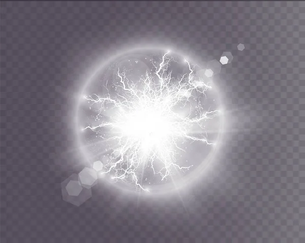 光絶縁ベクトル雷Png 魔法の光の抽象的なライン 現実的な自然の雷の効果 ベクターイラスト — ストックベクタ