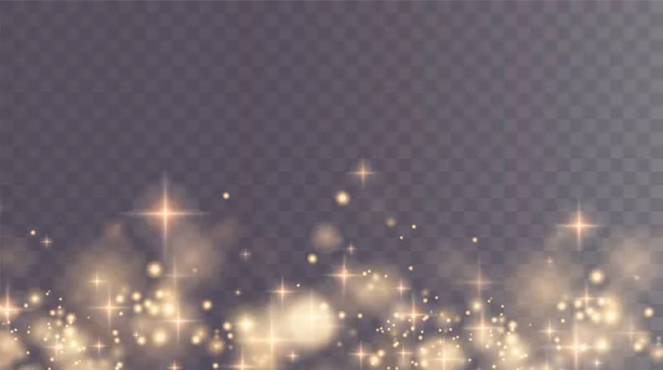 Рождественский Фон Пудер Волшебная Золотая Пыль Прекрасно Блестящие Частицы Боке — стоковый вектор
