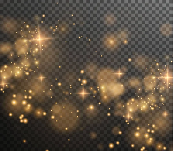 Fondo Navidad Polvo Png Polvo Oro Brillante Mágico Las Partículas — Vector de stock