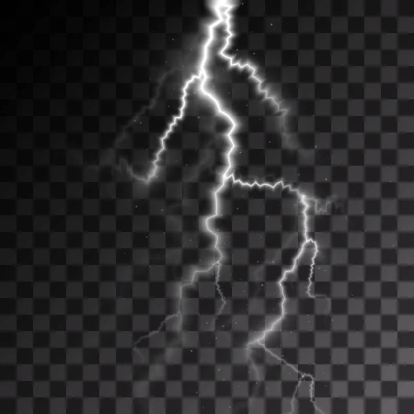 ライトホワイト絶縁ベクトル雷Png 魔法の光の抽象的なライン 現実的な自然雷効果 — ストックベクタ