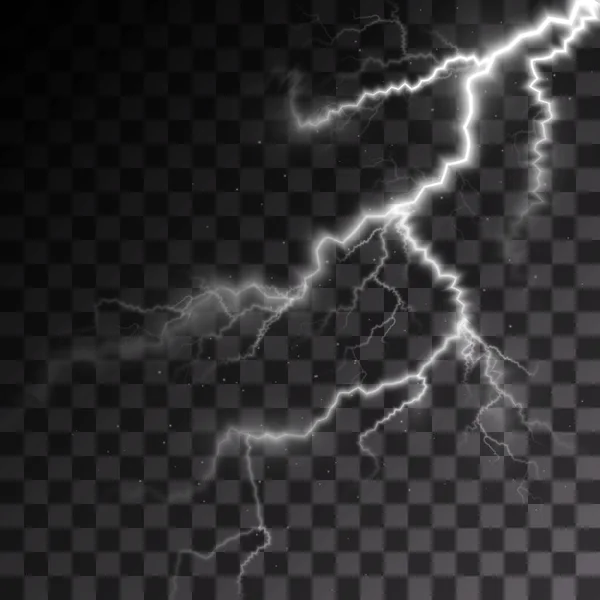 光白色孤立的矢量闪电 魔法光抽象线 现实的自然闪电效应 — 图库矢量图片