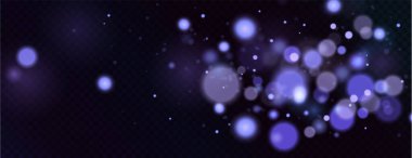 Noel arkaplanı. Mor Sihirli parlak altın tozu. Güzel, parlak toz parçacıkları hafifçe düşer. Fantastik ışıltı efekti. 