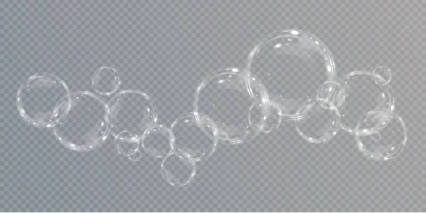 Transparent water realistic glass bubbles. Bubbles PNG. Vector PNG