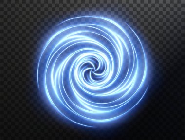 Açık mavi Twirl. Mavi çizginin kıvrımlı ışık etkisi. PNG parlak mavi daire. Açık mavi pedistal, podyum, platform, masa. Vektör PNG. Vektör illüstrasyonu