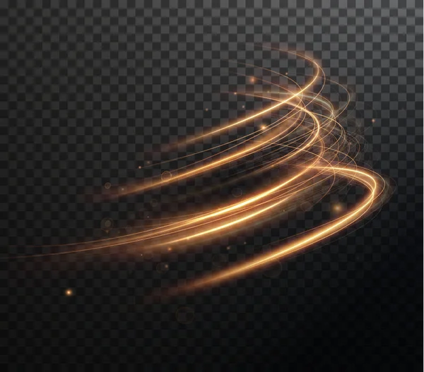 Leicht Goldener Wirbel Kurvenlichteffekt Der Goldenen Linie Leuchtender Goldener Kreis — Stockvektor
