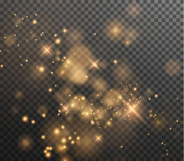 Fondo Navidad Polvo Png Polvo Oro Brillante Mágico Las Partículas — Vector de stock