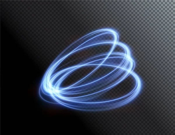 Ljusblå Twirl Kurva Ljuseffekt Blå Linje Png Lysande Blå Cirkel — Stock vektor