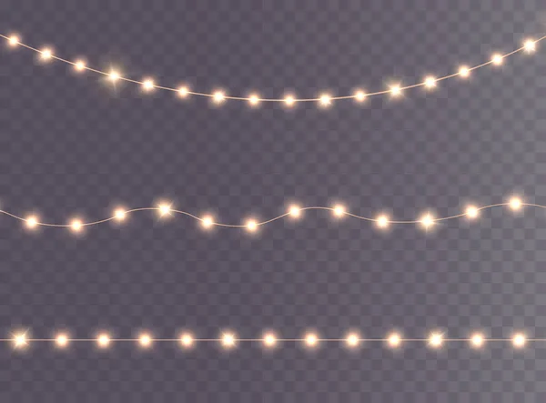 Festive Christmas Light Gold Garlands Png 초대장 명함의 겨울의 새로운 — 스톡 벡터