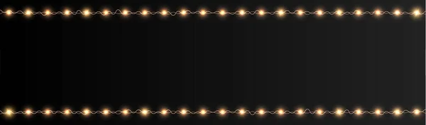 お祭りクリスマスライトゴールドガーランドPng はがき 招待状 背景黒 名刺の装飾要素 2023年冬の新作コレクション ベクターイラスト — ストックベクタ