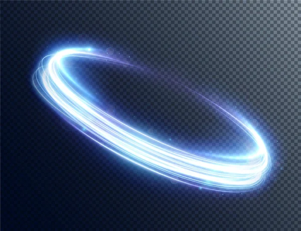 Azzurro Twirl Effetto Luce Curva Della Linea Blu Png Circolo — Vettoriale Stock