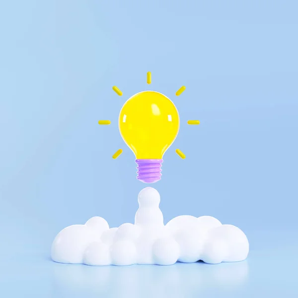 3d light bulb launch icon, brainstorm, smart thinking and creative idea concept. 3d render illustration