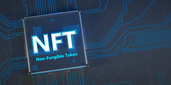 Nft Non Fungible Tokens Nft Word Dark Blue Logic Board Royalty Free Stock Photos