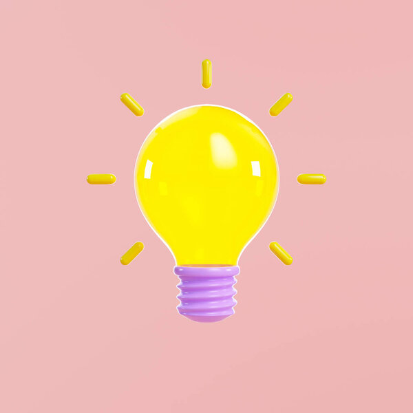 Light Bulb Icon Yellow Lamp Bulb Turns Symbol Render Illustration Stock Image