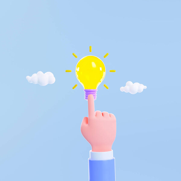 Illuminated Lightbulb Hand Pointing Having New Creative Idea Business Strategy Royalty Free Stock Photos