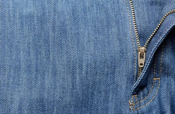 Jeans background with open zipper — Stock Photo, Image