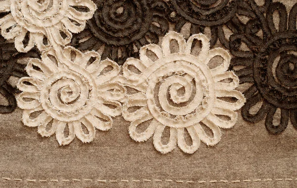 Brown fabric with large flowers — Stok fotoğraf