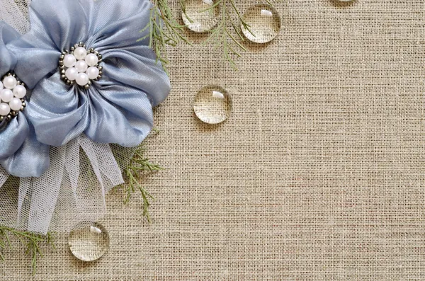 Background with hand-made flowers in the corner — Stock Photo, Image