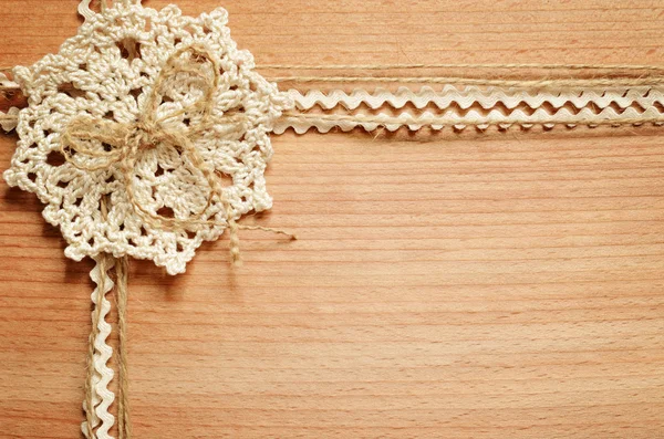 Background and crochet lace with tapes — Stock Photo, Image