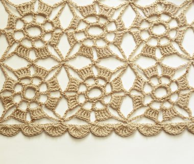 bej renkli tığ işi dantel