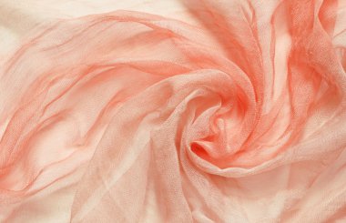 Şeftali Viskon Kumaş ile dairesel perdelik